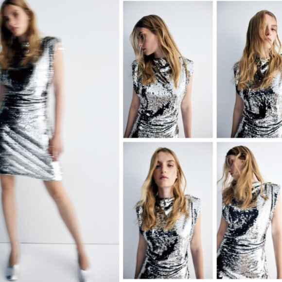 Sequined Shoulder-Pad Dress - Picture 4 of 4